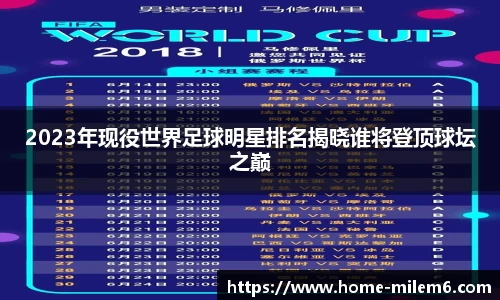 2023年现役世界足球明星排名揭晓谁将登顶球坛之巅